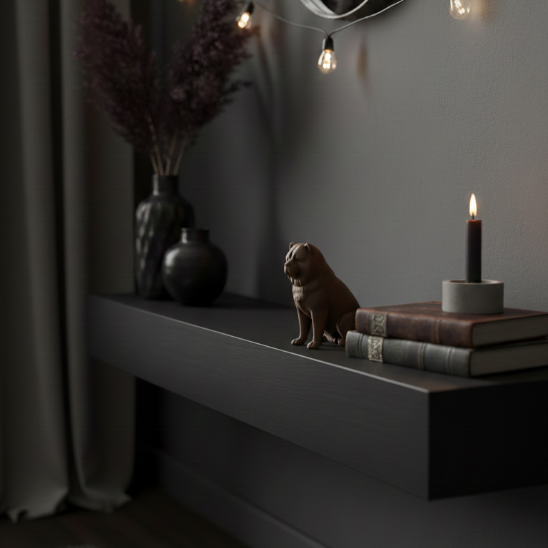 Escultura Minimalista Chow Chow – Coleção Adorno Noir